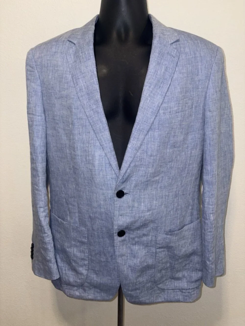 Banana Republic Blue Sport Coat Jacket Men 40 R Slim Fit 100 % Linen Blazer